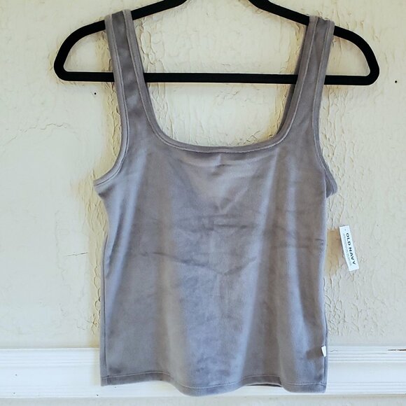 Old Navy Velour Pajama Tank Top, Light Gray, Size M - Picture 1 of 8